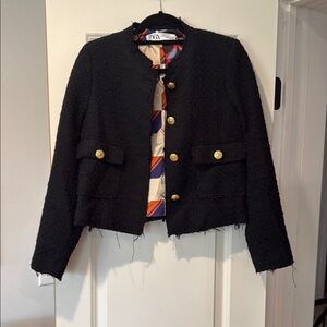 Zara Black and Gold Tailored Blazer